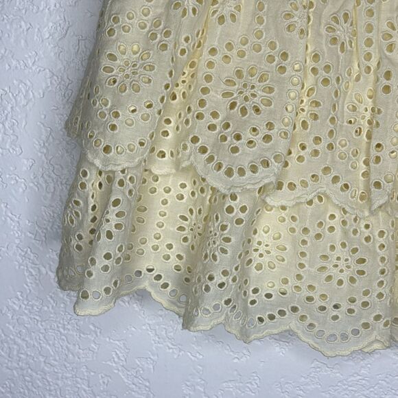 New LoveShackFancy Amy Skirt Yellow Eyelet Small revolve - Picture 3 of 11